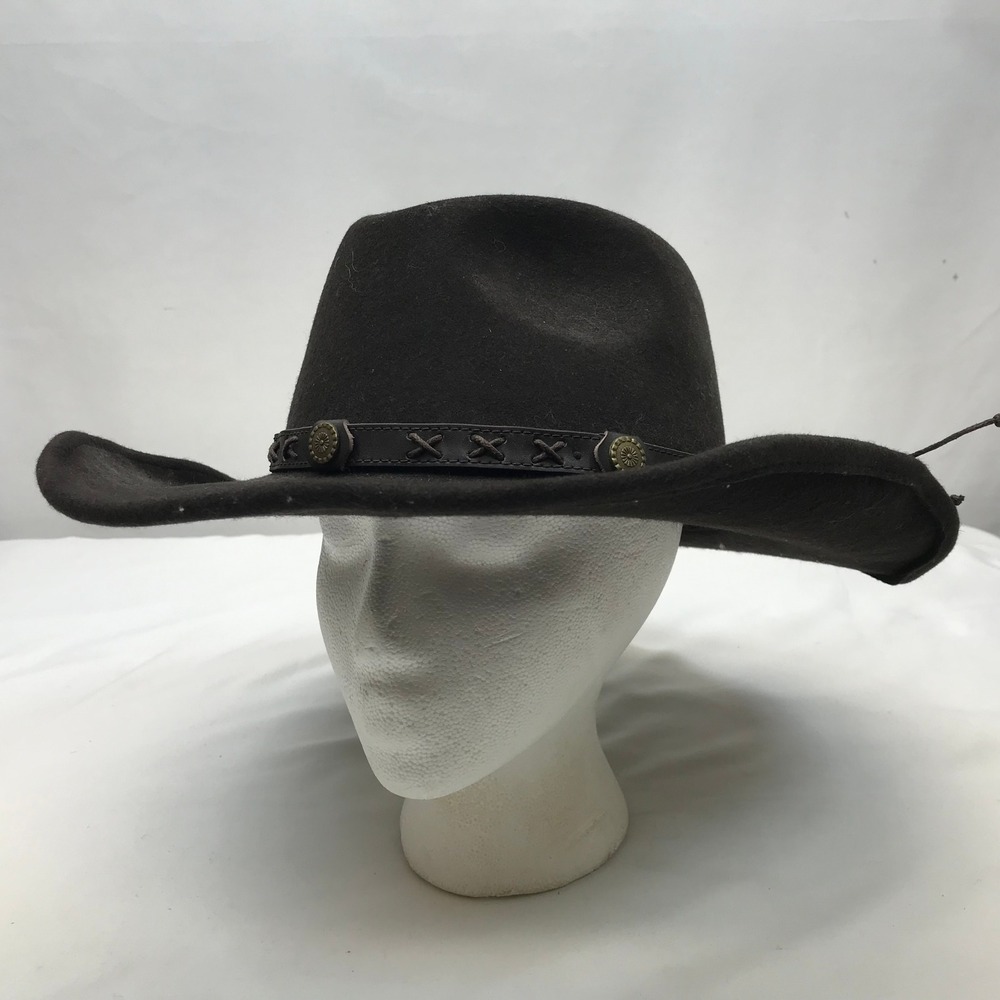 Twister Dakota Mens Brown 100% Wool Felt Cowboy Hat Large Concho Band T10001